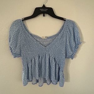 Blue babydoll cropped shirt from Pacsun